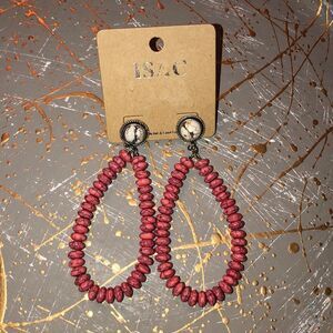 NWOT Fashion Beaded Marble Pink White Gray Nickel & Lead Earrings